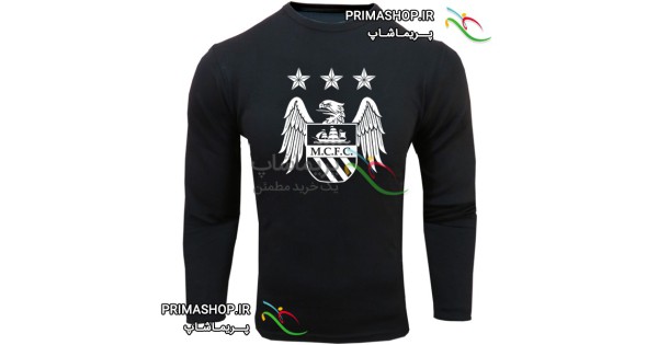 خرید تیشرت منچسترسیتی آستین بلند مشکی طرح لوگو بزرگ